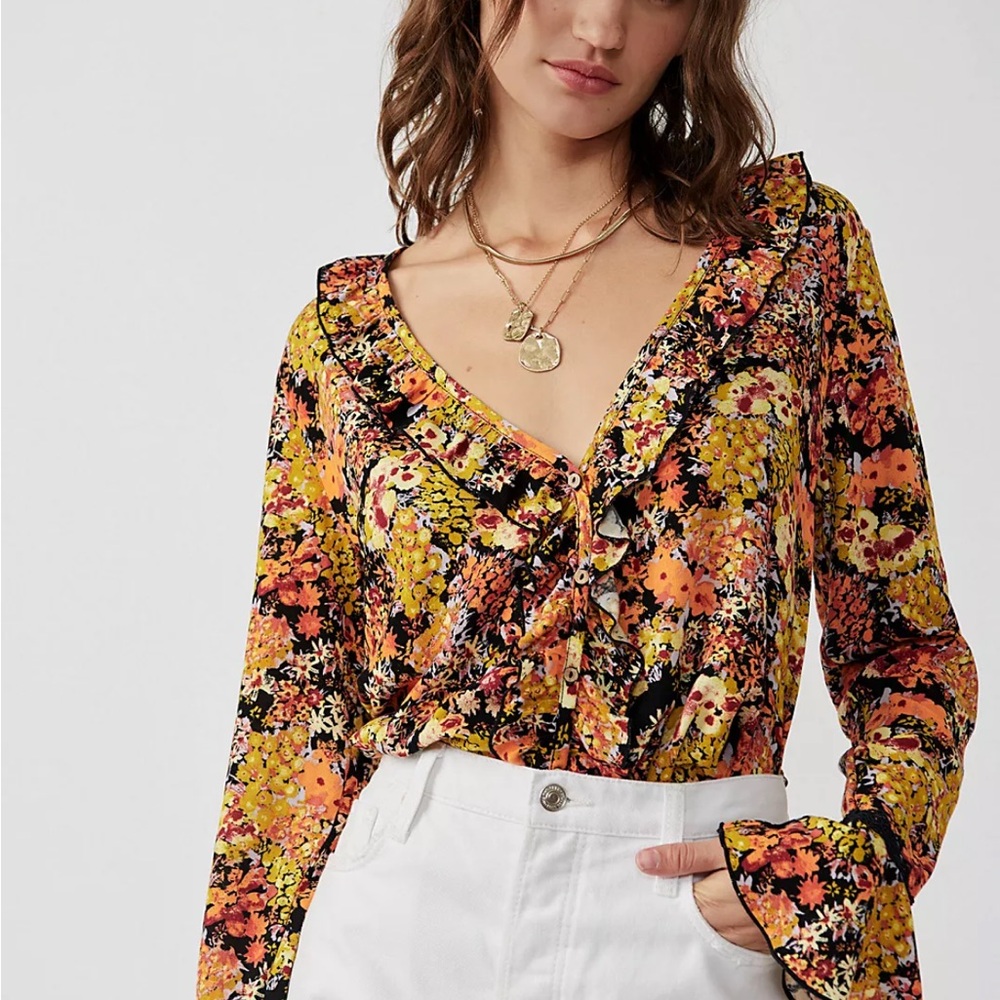Floral Ruffle Bodysuit - Multicolor